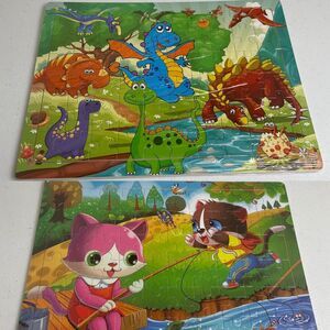Children’s 60 Piece Jigsaw Puzzles Two Pack 8.5” x 11.5” Animals Kids Dinosaur